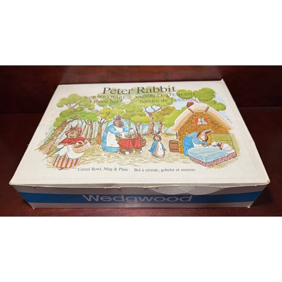 Vintage Wedgwood Beatrix Potter Mrs Tiggy Winkle 3 Piece Dish Set Plate Cup Bowl - Picture 1 of 11